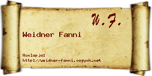 Weidner Fanni névjegykártya